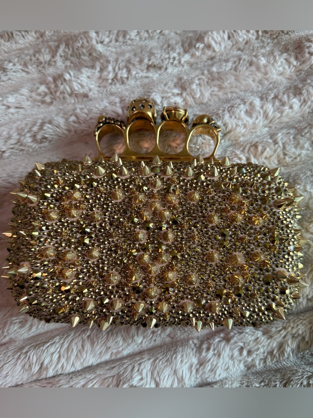 Alexander McQueen Runway Gold Crystal Knuckle Clasp Evening Clutch